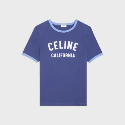 CELINE CALIFORNIA 70'S T-SHIRT IN COTTON JERSEY OBSCURE BLUE