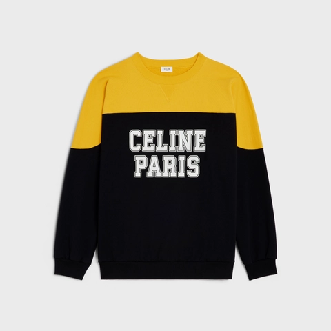 CELINE PARIS SWEATSHIRT IN COTTON FLEECE BLACK/YELLOW/WHITE