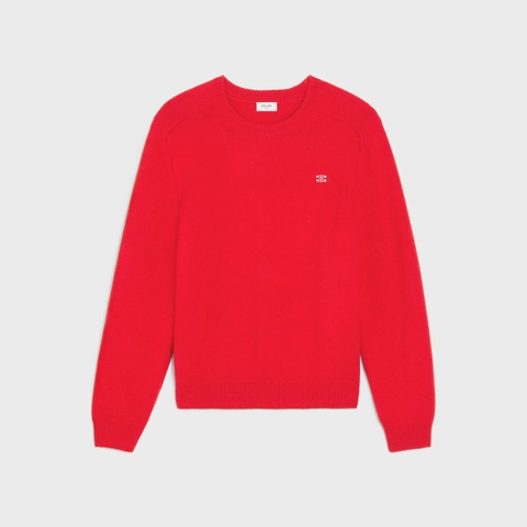 CREW NECK TRIOMPHE SWEATER IN CASHMERE WOOL RED