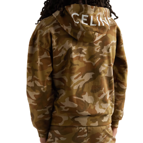Celine Homme Camouflage-Print Cotton-Jersey Zip-Up Hoodie