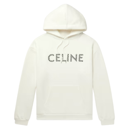 Celine Homme Studded Logo-Print Loopback Cotton-Jersey Hoodie