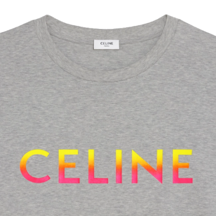 Loose T-Shirt With Gradient Celine Print in Cotton Jersey