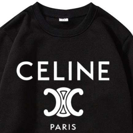 Celine Triomphe Logo Printed Black Sweatshirts