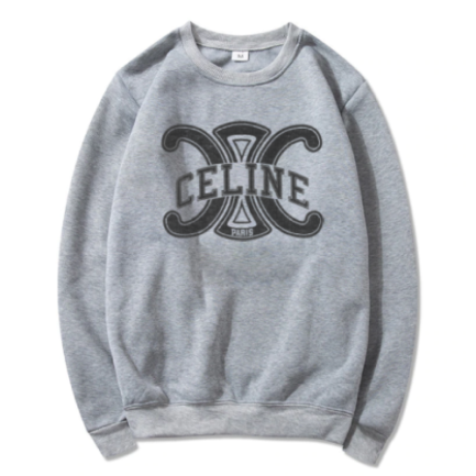 Celine Triomphe Logo Printed Gray Sweatshirts