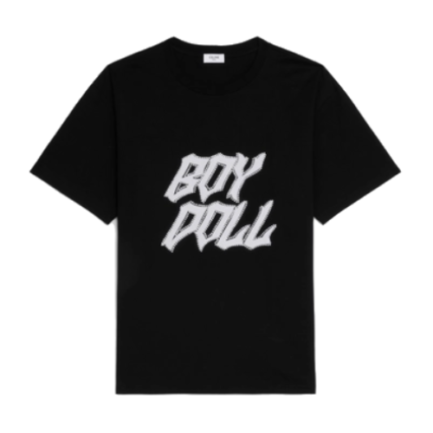 Loose Fit T-Shirt in Cotton Jersey With Studded “Boy Doll” Print