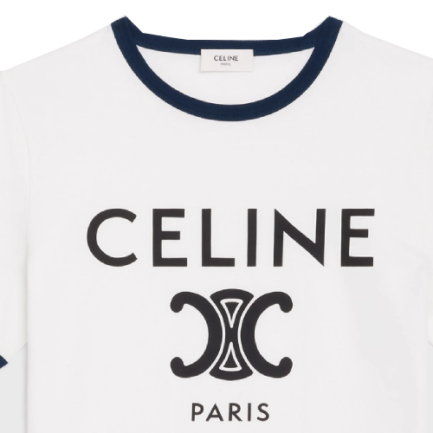 T-Shirt With “Celine Triomphe” Print in Cotton Jersey